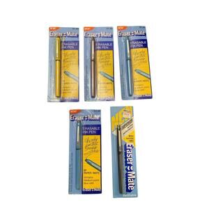 5 Vintage 1978 83 New Old Stock Eraser Mate Pen Erasable Ink PAPER MATE Gillette